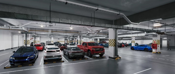 vidéosurveillance pour parking fermé de supermarché