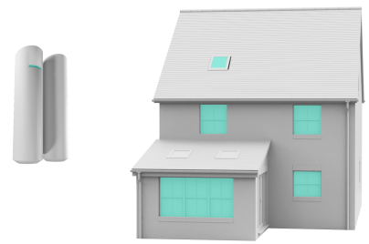 Maison protégée par des détecteurs sur les fenêtres